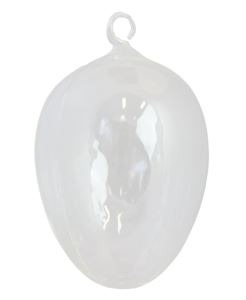 Glass egg with eyelet, clear 13 cm