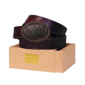 Leather belt 30 mm with mouflon horn oval buckle