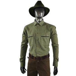 Men's long-sleeved flannel shirt, dark green plaid small