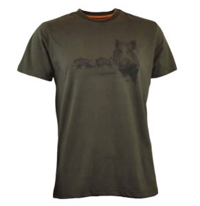 Men's T-shirt dark green with game print, size L