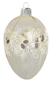 Glass Easter egg, clear with yellow tint and wreath decoration 9 cm Glass Easter egg, clear with yellow tint and wreath decoration 9 cm