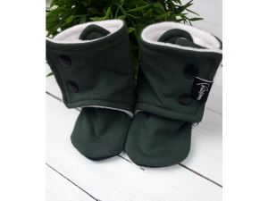 Baby Booties with faux fur Olive 12 - 18 months