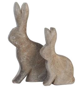 Dřevěný topolový králík šedý 35 cm na dekoraci