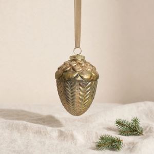 Glass decorative acorn, antique green Glass decorative acorn, antique green