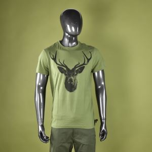 Bavlněné triko s černým potiskem jelena, vel. XXXL