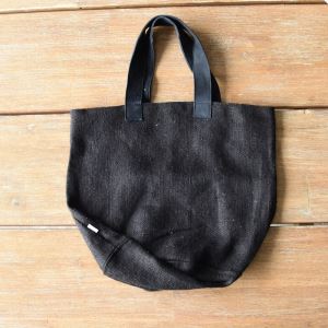 Linen bag, black 33 x 27cm