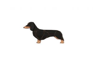 Wooden Walkin Dachshund Brooch
