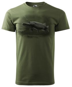 Bavlněné triko s černým potiskem štiky, vel. 3XL