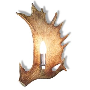 Bigger fallow deer antler wall lamp with a stainless socket