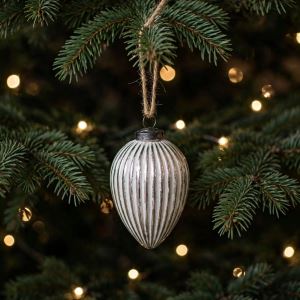 White Glass Cone Ornament, 11 × 7 × 7 cm White Glass Cone Ornament, 11 × 7 × 7 cm