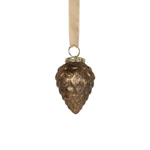 Glass decoration cone, antique brown 8 cm