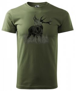 Bavlněné triko s černým potiskem jelena, vel. 3XL
