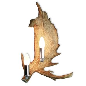 Fallow deer wall lamp with stainless base